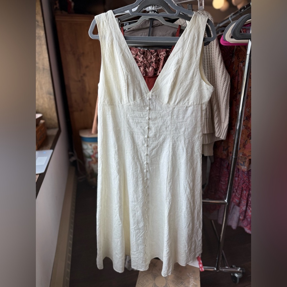 Cider Cream V-Neck 3/4 Sleeve Wedding Sundress